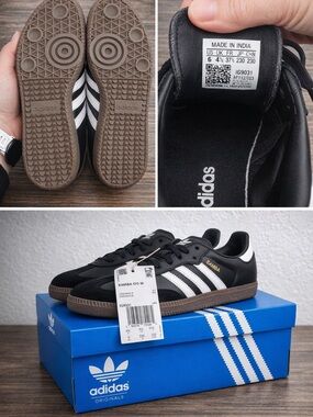 adidas Black White Brown Samba OG Sneakers